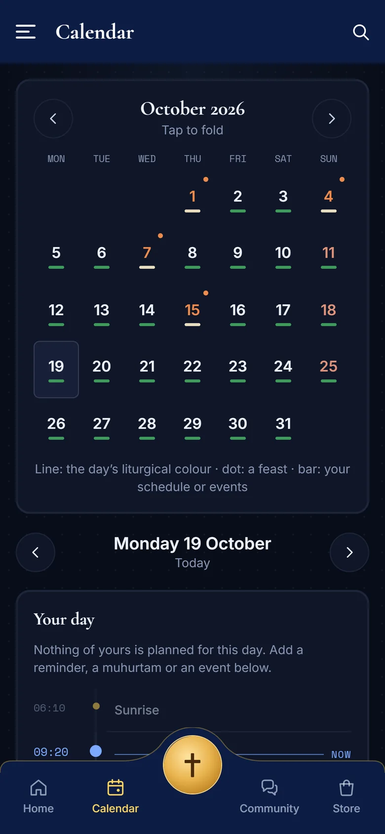 Paradize: Calendar: the month, and the season and feast of the day.